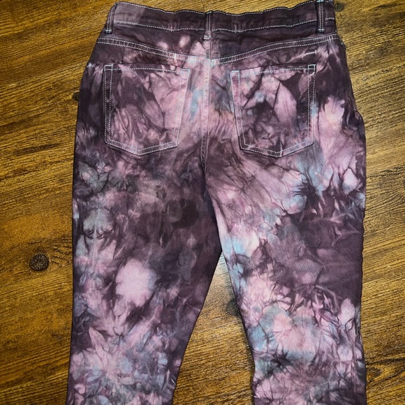 Deep Purple Acid Wash Retro Grunge Straight Leg Slim Fit Skinny Jeans Size 6 - Picture 6 of 10